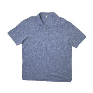 Peter Millar Shirt Men L Large Dresden Blue Space Dye Cotton Blend Droptail Polo